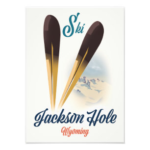 Jackson Hole Wyoming ski-poster Foto Afdruk
