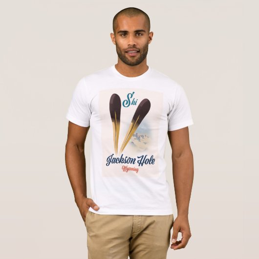 Jackson Hole Wyoming Ski poster T-shirt (Voorkant volledig)
