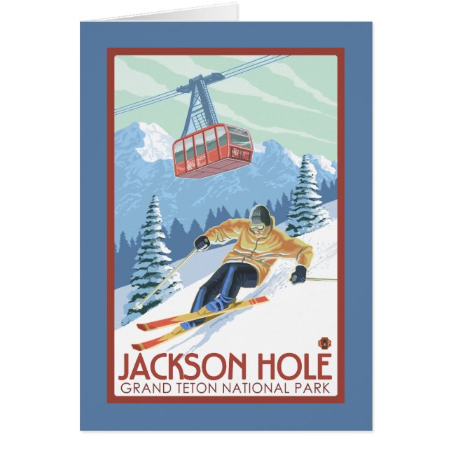 Jackson Hole, Wyoming Skier en Tram (Voorkant)