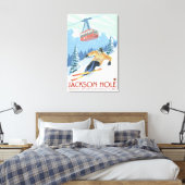 Jackson Hole, Wyoming Skier en Tram Canvas Afdruk (Insitu (Slaapkamer))