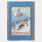 Jackson Hole, Wyoming Skier en Tram Deken (Voorkant Verticaal)