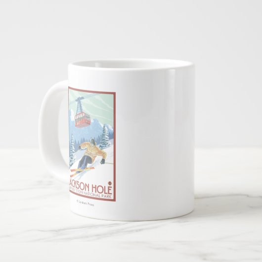 Jackson Hole, Wyoming Skier en Tram Grote Koffiekop (Links)