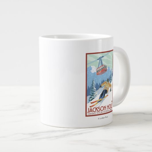 Jackson Hole, Wyoming Skier en Tram Grote Koffiekop (Voorkant rechts)