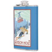 Jackson Hole, Wyoming Skier en Tram Heupfles (Links)