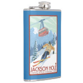 Jackson Hole, Wyoming Skier en Tram Heupfles (Rechts)