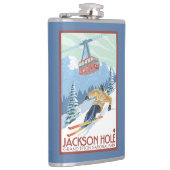 Jackson Hole, Wyoming Skier en Tram Heupfles (Rechts)