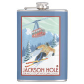 Jackson Hole, Wyoming Skier en Tram Heupfles (Voorkant)