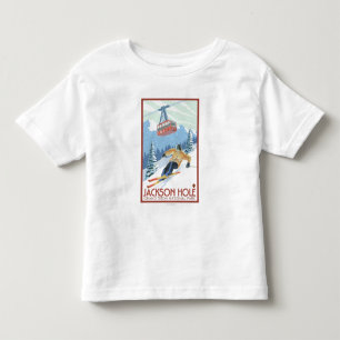 Jackson Hole, Wyoming Skier en Tram Kinder Shirts