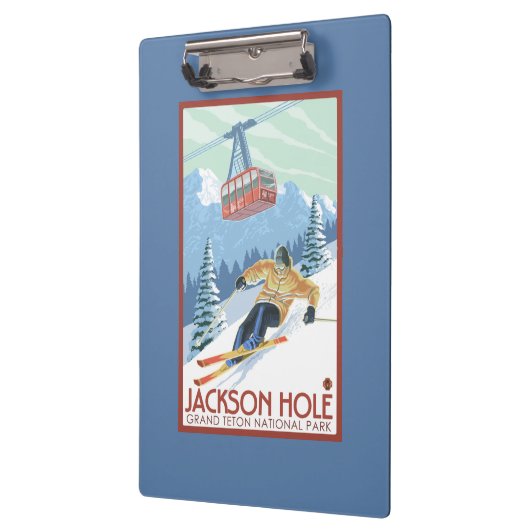 Jackson Hole, Wyoming Skier en Tram Klembord (Links)