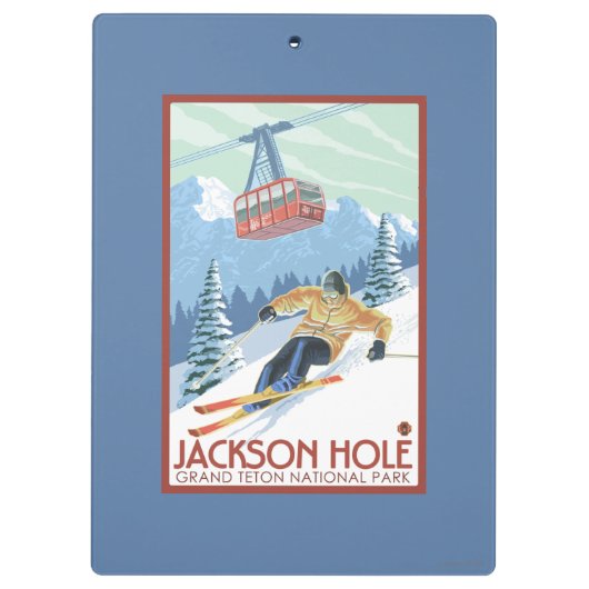 Jackson Hole, Wyoming Skier en Tram Klembord (Achterkant)