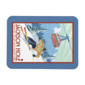 Jackson Hole, Wyoming Skier en Tram Magneet (Horizontaal)