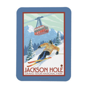 Jackson Hole, Wyoming Skier en Tram Magneet