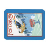 Jackson Hole, Wyoming Skier en Tram Magneet (Horizontaal)