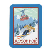 Jackson Hole, Wyoming Skier en Tram Magneet (Verticaal)