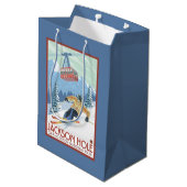 Jackson Hole, Wyoming Skier en Tram Medium Cadeauzakje (Achterkant Gekanteld)