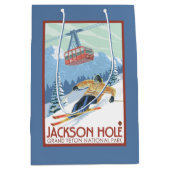 Jackson Hole, Wyoming Skier en Tram Medium Cadeauzakje (Voorkant)