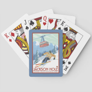 Jackson Hole, Wyoming Skier en Tram Pokerkaarten