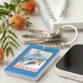 Jackson Hole, Wyoming Skier en Tram Sleutelhanger (Voorkant Rechts)