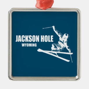 Jackson Hole Wyoming Skier Metalen Ornament