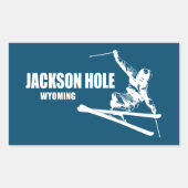 Jackson Hole Wyoming Skier Rechthoekige Sticker (Voorkant)
