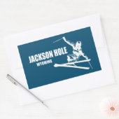 Jackson Hole Wyoming Skier Rechthoekige Sticker (Envelop)