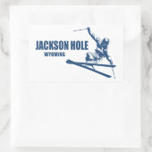 Jackson Hole Wyoming Skier Rechthoekige Sticker (Tas)