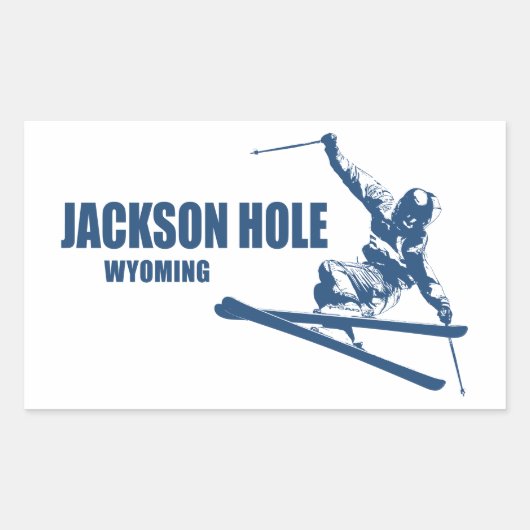 Jackson Hole Wyoming Skier Rechthoekige Sticker (Voorkant)