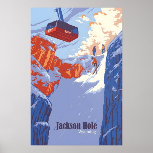 Jackson Hole Wyoming Skigebied Reisposter Poster (Voorkant)