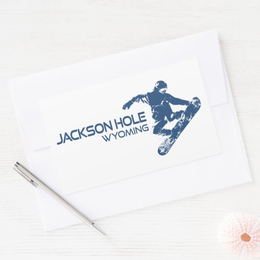 Jackson Hole Wyoming Snowboarder Rechthoekige Sticker (Envelop)