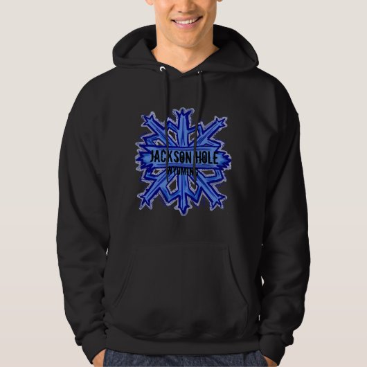 Jackson Hole Wyoming snowflake dark hoodie (Voorkant)