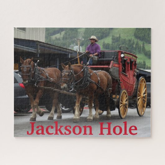 Jackson Hole Wyoming Stagecoach Jigzaag Puzzle Legpuzzel (Horizontaal)