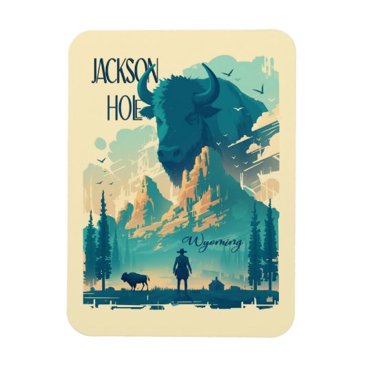 Jackson Hole Wyoming Vintage Magneet (Verticaal)