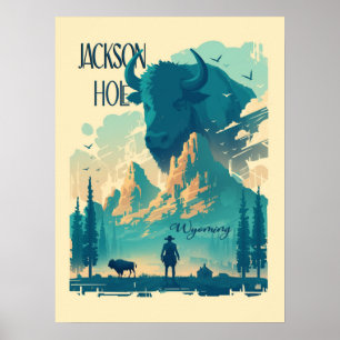 Jackson Hole Wyoming Vintage Poster