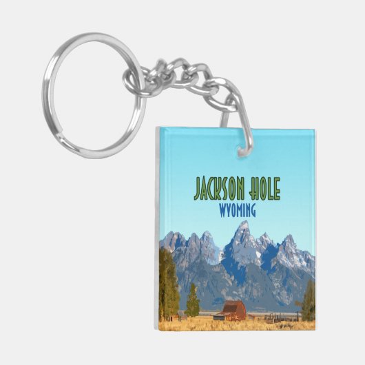 Jackson Hole Wyoming Vintage Sleutelhanger (Voorkant Links)