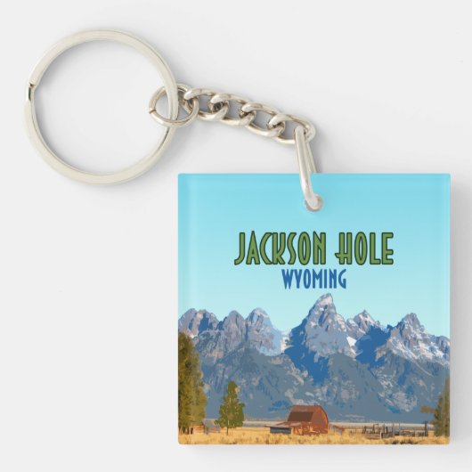 Jackson Hole Wyoming Vintage Sleutelhanger (Voorkant)