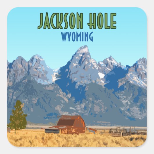 Jackson Hole Wyoming Vintage Vierkante Sticker (Voorkant)