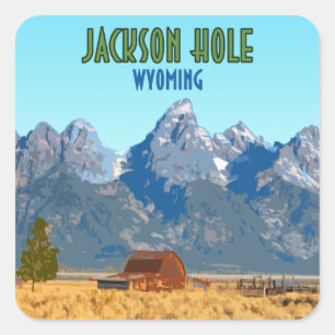Jackson Hole Wyoming Vintage Vierkante Sticker