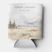 Jackson Hole Wyoming Watercolor Landscape Wedding Blikjeskoeler (Voorkant)