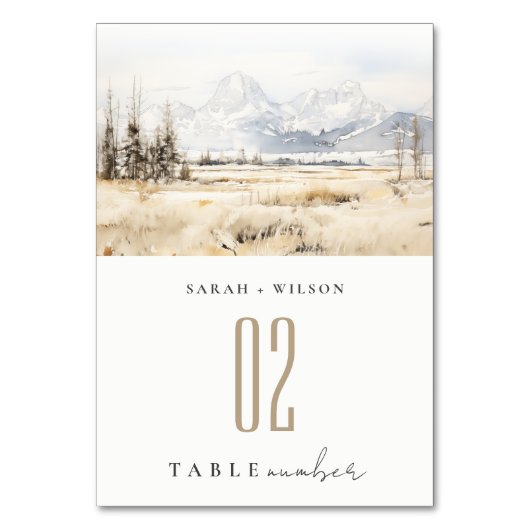 Jackson Hole Wyoming Watercolor Landscape Wedding Kaart (Voorkant)
