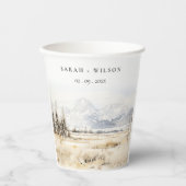 Jackson Hole Wyoming Watercolor Landscape Wedding Papieren Bekers (Voorkant)