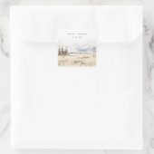 Jackson Hole Wyoming Watercolor Landscape Wedding Vierkante Sticker (Tas)