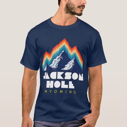Jackson Hole WyomingSki Resort 1980s Retro T-shirt (Voorkant)