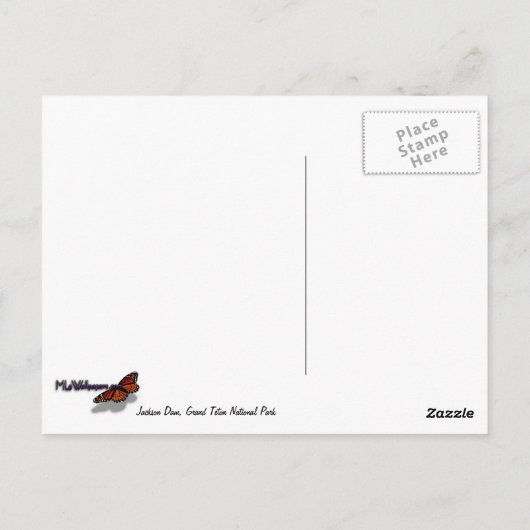 Jackson Lake Dam Reflection in Grand Teton Park Briefkaart (Achterkant)