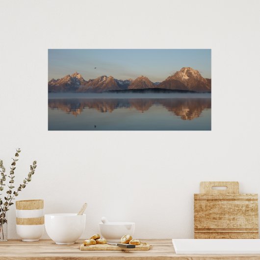 Jackson Lake Dam Reflection in Grand Teton Park Poster (Keuken)