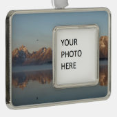 Jackson Lake Dam Reflection in Grand Teton Park Verzilverd Omlijst Ornament (Rechts)