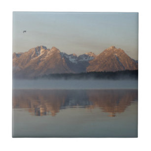 Jackson Lake Dam-weerkaatsing in Grand Teton Park Tegeltje