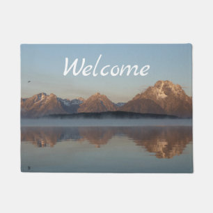 Jackson Lake Dam-weerspiegeling in Grand Teton Par Deurmat