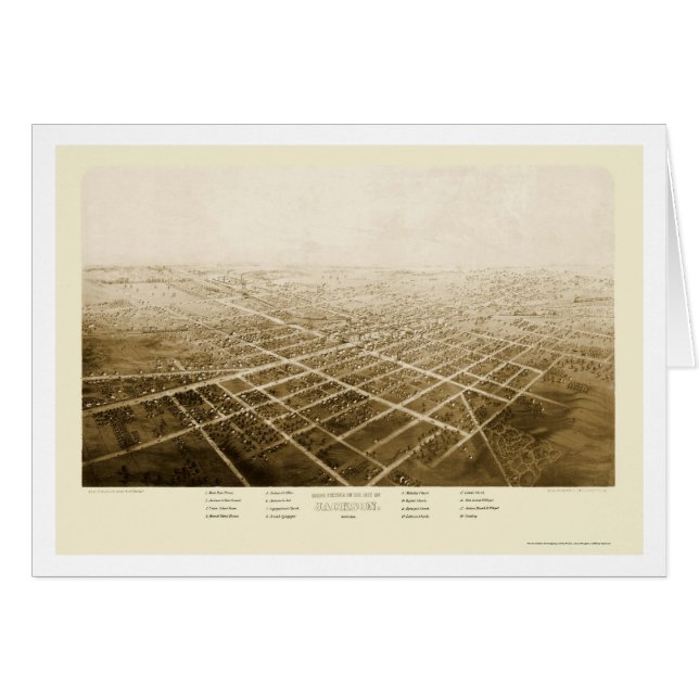 Jackson, MI Panorama kaart - 1868 (Voorkant Horizontaal)