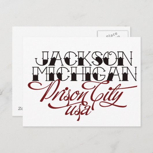 Jackson Michigan Briefkaart (Voorkant / Achterkant)