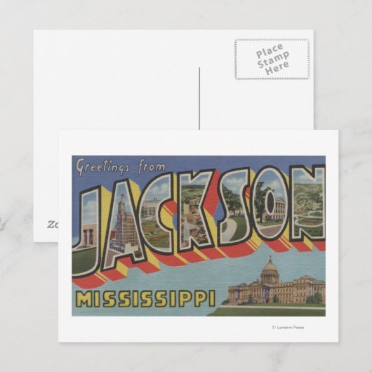 Jackson, Mississippi - Grote letterscènes Briefkaart (Voorkant / Achterkant)